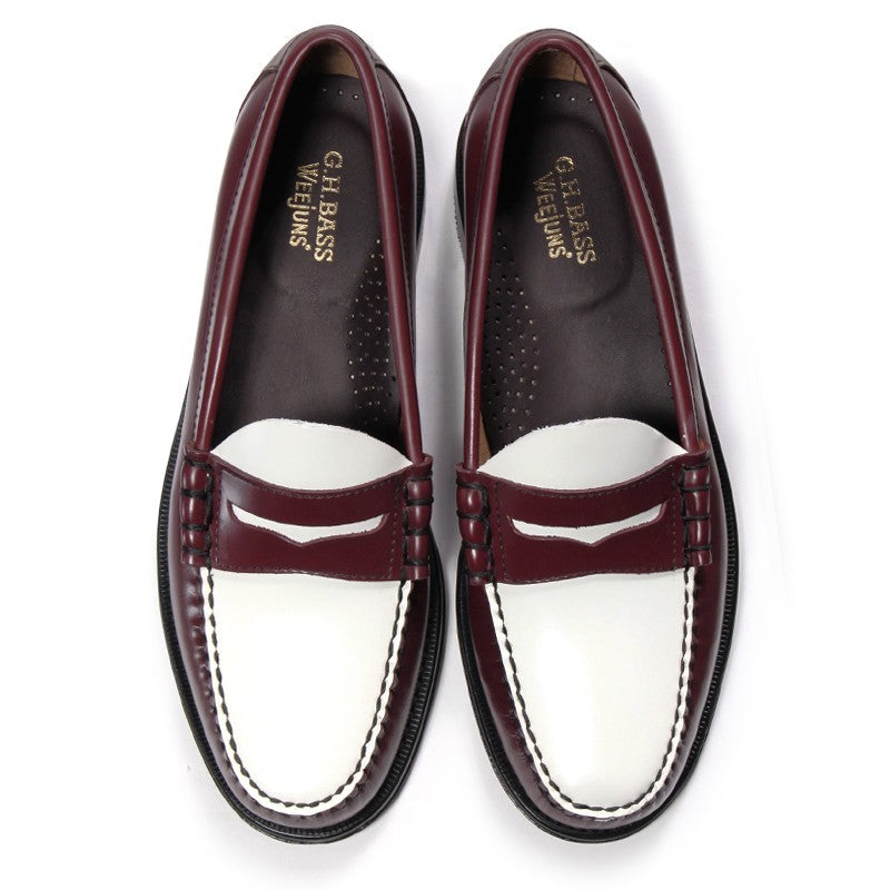 11010H LARSON / WINE & WHITE (LEATHER SOLE)