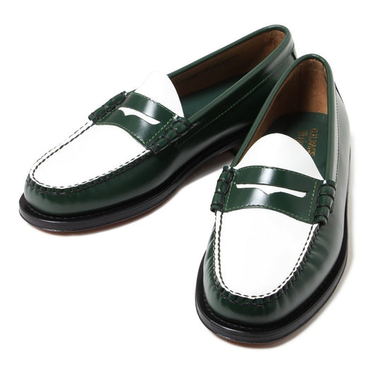 11010H LARSON / DARK GREEN & WHITE (LEATHER SOLE)