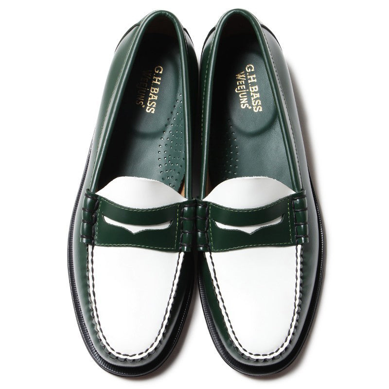 11010H LARSON / DARK GREEN & WHITE (LEATHER SOLE)