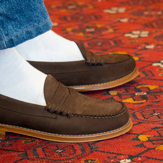 11082 / DARK BROWN NUBUCK (LEATHER SOLE)