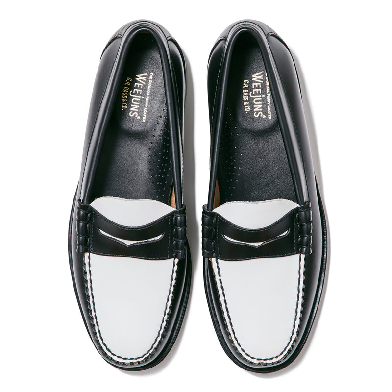 11010H LARSON / BLACK & WHITE (LEATHER SOLE)