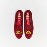 VICTORIA / BURGUNDY VELVET SKULL (HALF RUBBER SOLE)