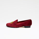 VICTORIA / BURGUNDY VELVET SKULL (HALF RUBBER SOLE)