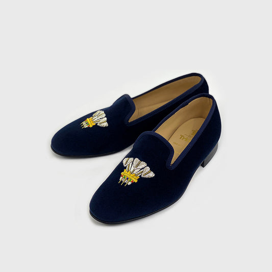 CHURCHILL / NAVY VELVET FEATHER (HALF RUBBER SOLE)